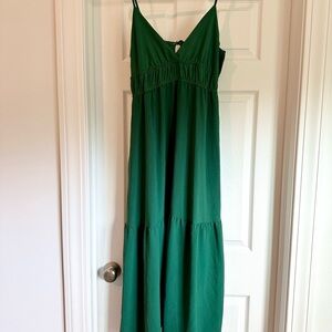 Forest Green Spaghetti Strap Maxi